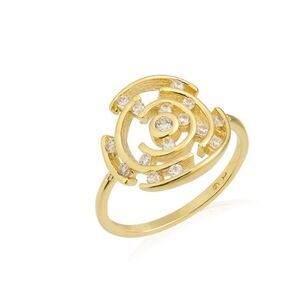 Ring gold 18kg plated zirconia filling new